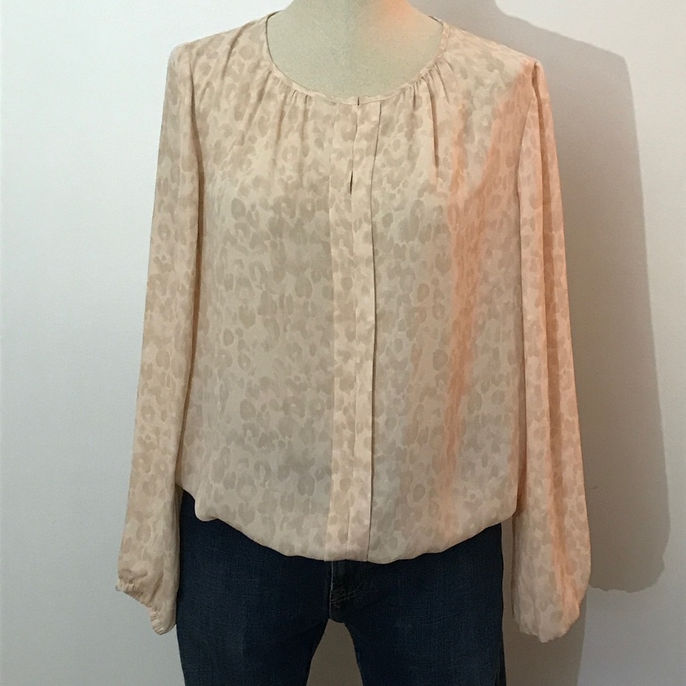 Rose +Olive - Light Pink Leopard Print  Pullover Blouse / Top